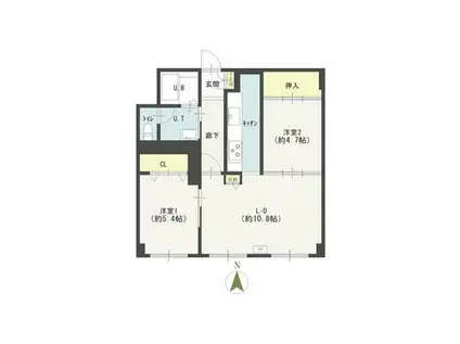 円山ビル(2LDK/3階)の間取り写真