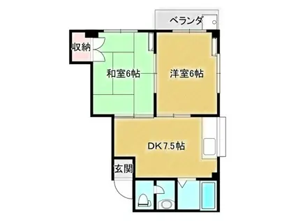 カーサKS(2DK/1階)の間取り写真
