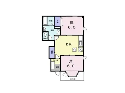 コスモB(2DK/1階)の間取り写真