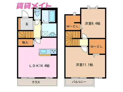 パークプレッソ A棟(2LDK/1階)の間取り写真