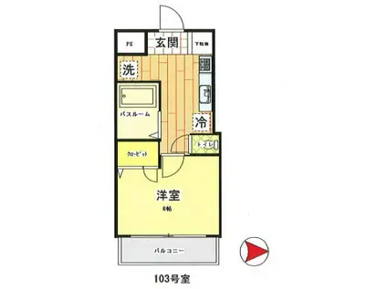 ADレジデンス小手指(1K/1階)の間取り写真