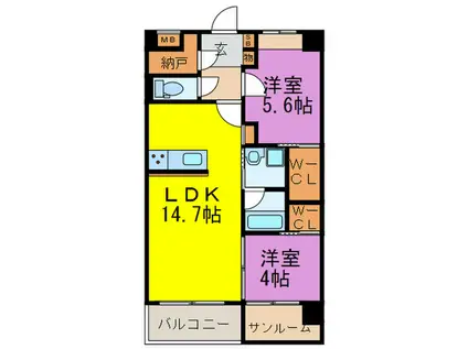 MAISON DE GRACE(2LDK/2階)の間取り写真