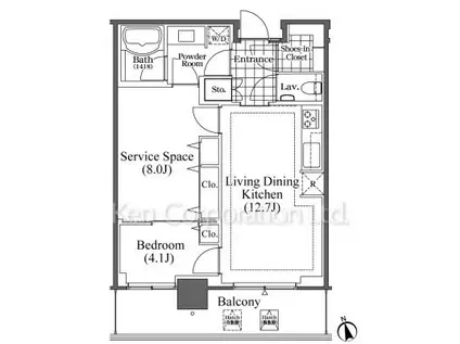 芝浦アイランド ブルームタワー(1SLDK/31階)の間取り写真
