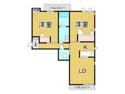 BAAN MUKONOSO(2LDK/1階)の間取り写真