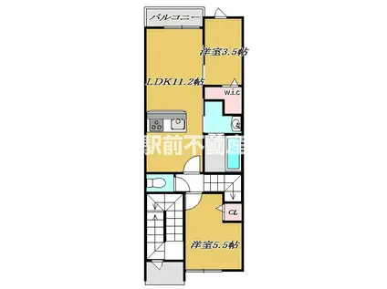 メルヴェイユ(2LDK/2階)の間取り写真