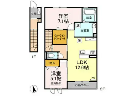 フロレスタII(2LDK/2階)の間取り写真