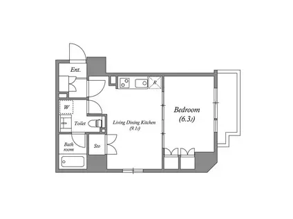 南堀江アパートメントグランデ(1LDK/11階)の間取り写真