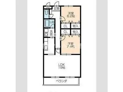 エスポワール(2LDK/3階)の間取り写真