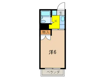 シティーハイムケント(1K/2階)の間取り写真