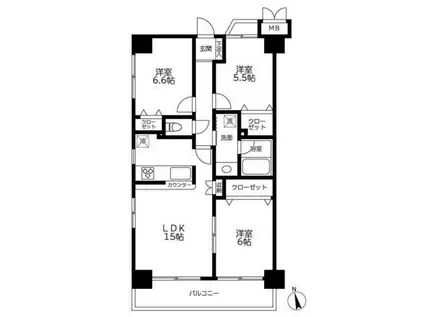 エスバイエルマンション相模原(3LDK/10階)の間取り写真