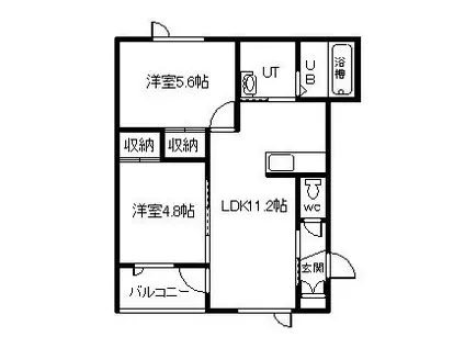 M・Cコンフォート(2LDK/1階)の間取り写真