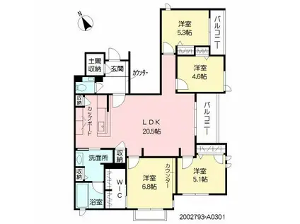 メゾンシレンス今川(4LDK/3階)の間取り写真