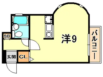 阪急神戸線 六甲駅 徒歩10分 3階建 築38年(ワンルーム/2階)の間取り写真