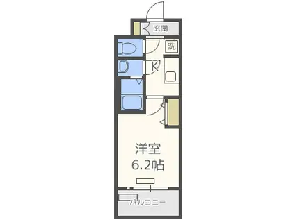プレサンス上町台夕陽丘(1K/2階)の間取り写真
