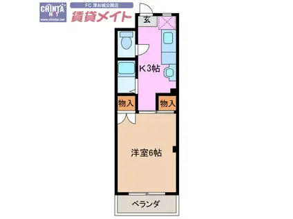 エグゼ杉谷(1K/1階)の間取り写真