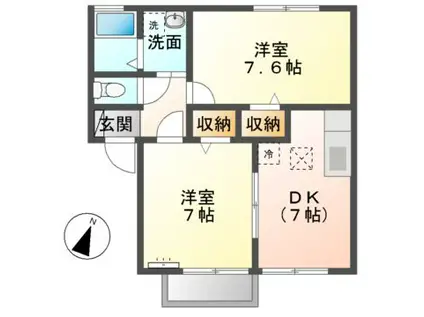 コスモスハウス(2DK/1階)の間取り写真