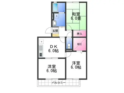 ハイカムール21(3DK/2階)の間取り写真