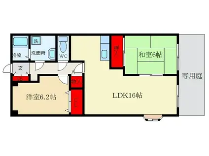 メゾンルチル(2LDK/1階)の間取り写真