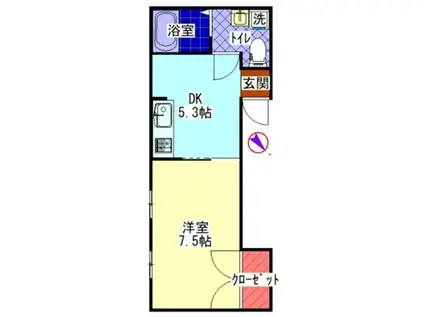 NSハイム板橋赤塚(1DK/2階)の間取り写真