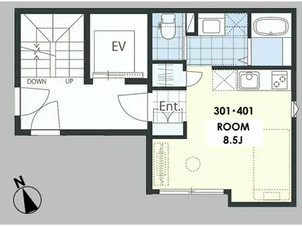 湯島レーベル(ワンルーム/4階)の間取り写真