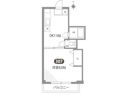 第3アベニューハウス(1DK/3階)の間取り写真