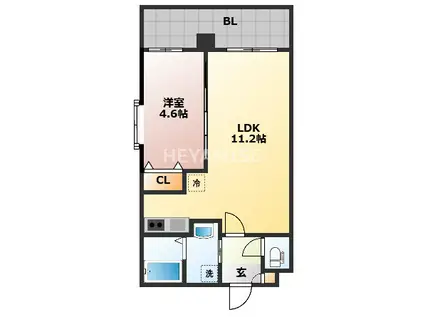 SGB浜町(1LDK/5階)の間取り写真