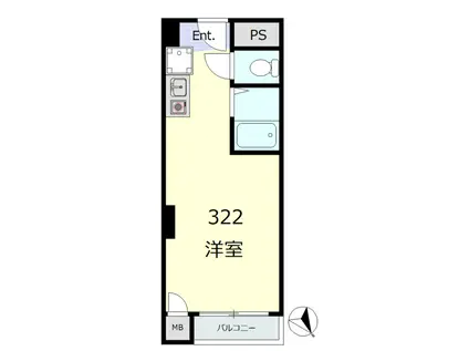 シャルマン築地明石町(ワンルーム/3階)の間取り写真