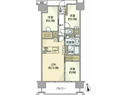 ドレッセ横浜十日市場サニーテラス(3LDK/13階)の間取り写真
