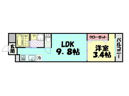 URBAN PARK難波南(1LDK/6階)の間取り写真