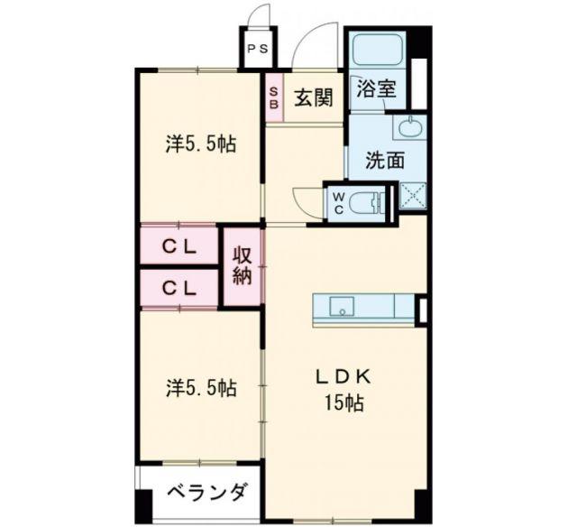 鳥生レジデンスI(2LDK/4階)の間取り写真