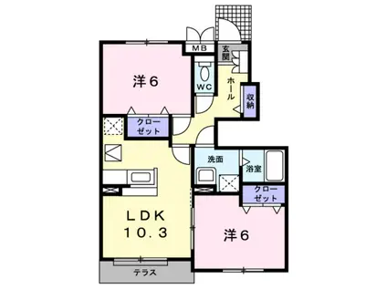 メリー・プラッツ II(2LDK/1階)の間取り写真