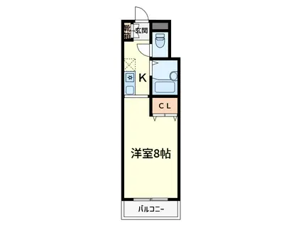 清水ビル(1K/2階)の間取り写真
