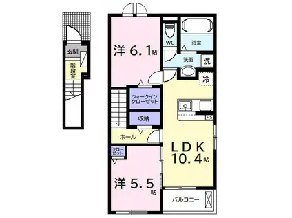 今津朝山アパートI(2LDK/2階)の間取り写真