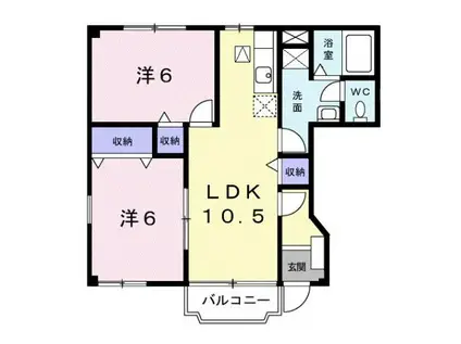 アクロスI(2LDK/1階)の間取り写真