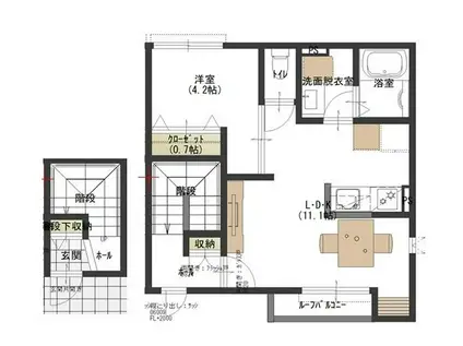 FELIXEON 1LDK(1LDK/2階)の間取り写真