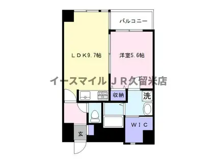 FLEX21久留米一番街(1LDK/2階)の間取り写真