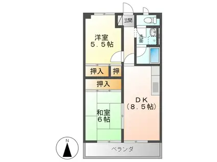 ホワイトメゾン(2DK/3階)の間取り写真