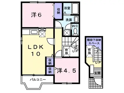 アニメートB(2LDK/2階)の間取り写真