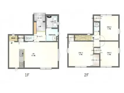 厚中町B号(3LDK/1階)の間取り写真