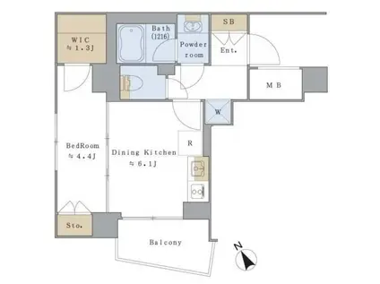 BRILLIA IST 文京茗荷谷(1DK/5階)の間取り写真