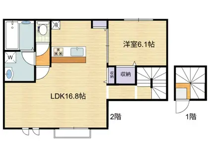 エルシオン狛江(1LDK/2階)の間取り写真