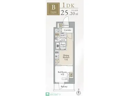 ジオエント新中野(1DK/4階)の間取り写真