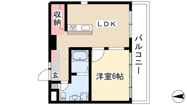 グレース文教台(1LDK/3階)の間取り写真