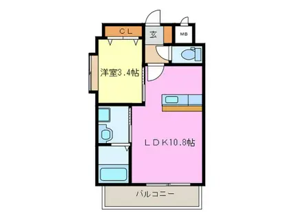 アルゴヴィラージュ千防(1LDK/7階)の間取り写真