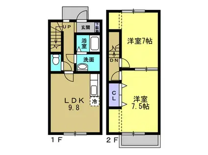 MAISONETTE柊(2LDK/1階)の間取り写真