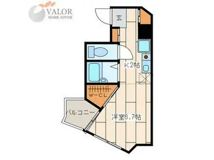 エスポアールカヤギヤ8(1K/7階)の間取り写真