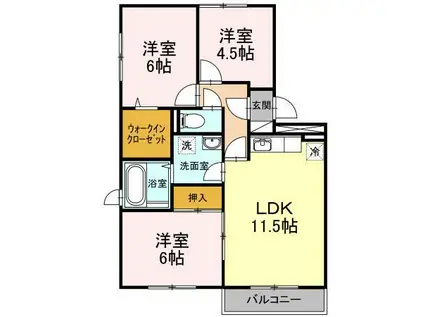 セジュールMEタケイシ(3LDK/2階)の間取り写真