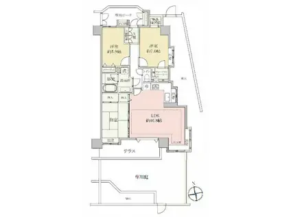 グラン・ブルー西川口(3LDK/1階)の間取り写真