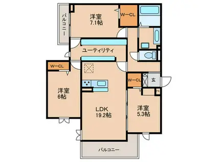 江向PARK(3LDK/2階)の間取り写真