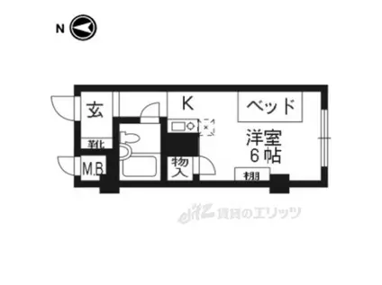 松屋レジデンス百万遍(ワンルーム/4階)の間取り写真